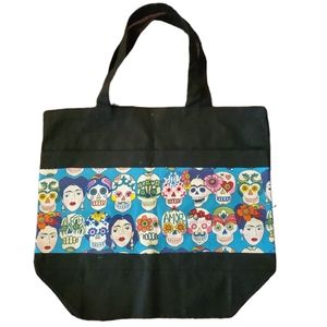Frida Kahlo Sugar Skull Dia de Muertos Tote Bag